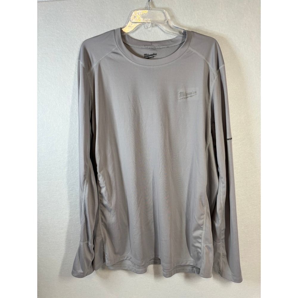 Milwaukee Workskin Mens 2X Gray Long Sleeve Performance Work Shirt RN 150428